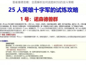 普崔塞德攻略：全面解析如何战胜BOSS的战斗策略