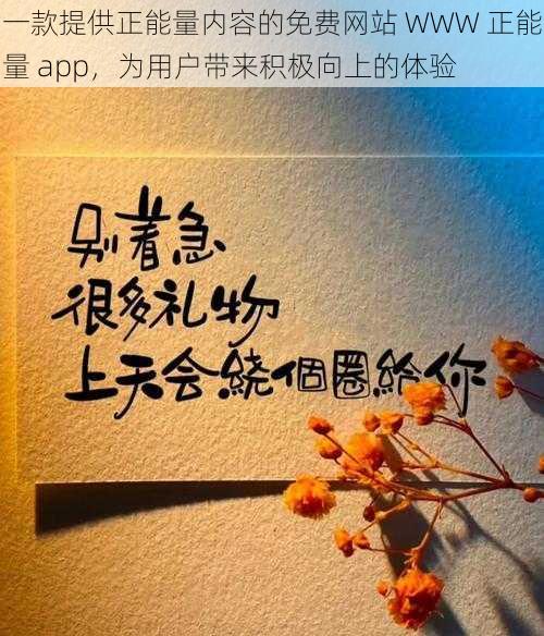 一款提供正能量内容的免费网站 WWW 正能量 app，为用户带来积极向上的体验