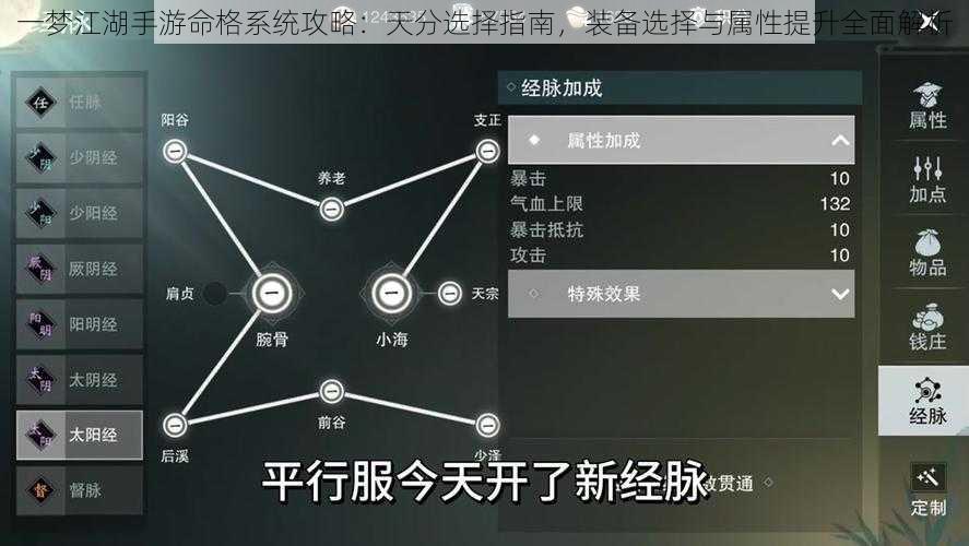一梦江湖手游命格系统攻略：天分选择指南，装备选择与属性提升全面解析