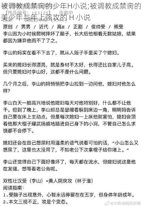 被调教成禁脔的少年H小说;被调教成禁脔的美少年与年上强攻的 H 小说