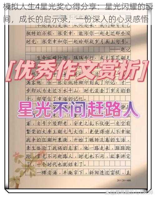 模拟人生4星光奖心得分享：星光闪耀的瞬间，成长的启示录，一份深入的心灵感悟