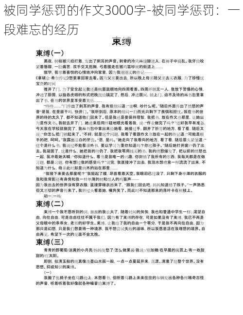 被同学惩罚的作文3000字-被同学惩罚：一段难忘的经历