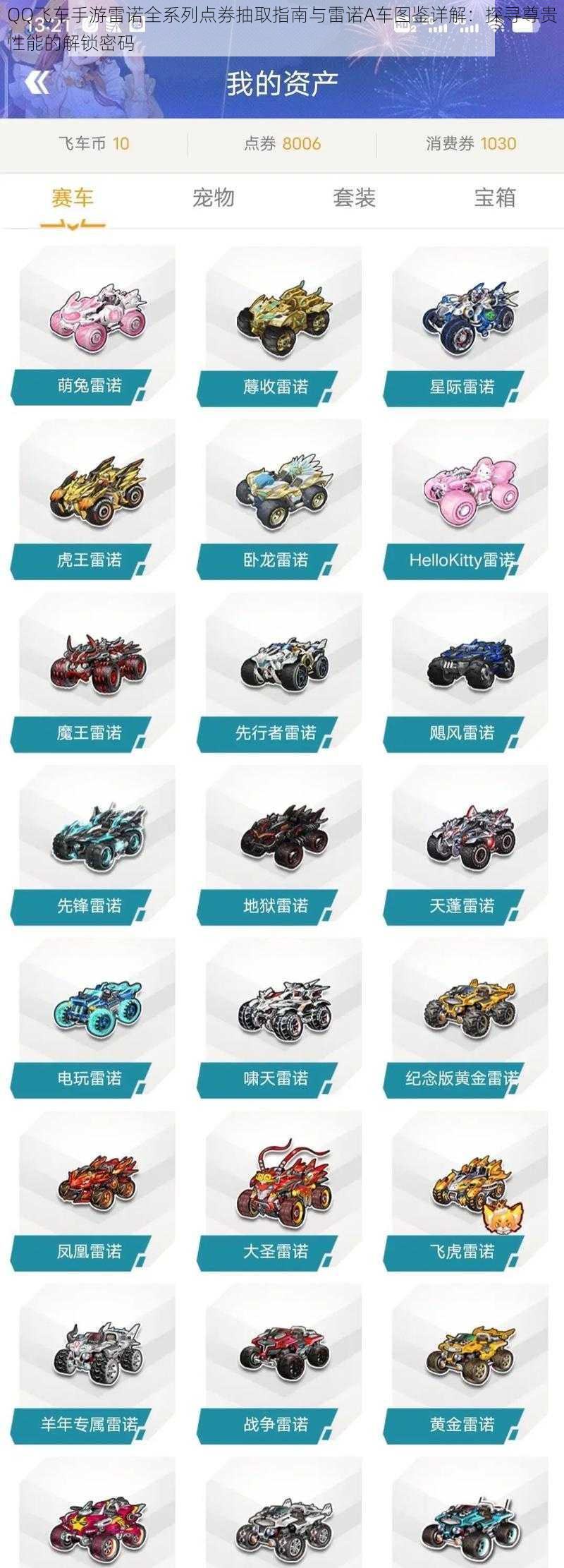 QQ飞车手游雷诺全系列点券抽取指南与雷诺A车图鉴详解:探寻尊贵性能的解锁密码