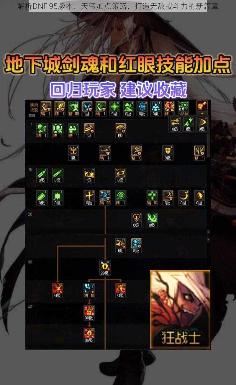 解析DNF 95版本:天帝加点策略,打造无敌战斗力的新篇章