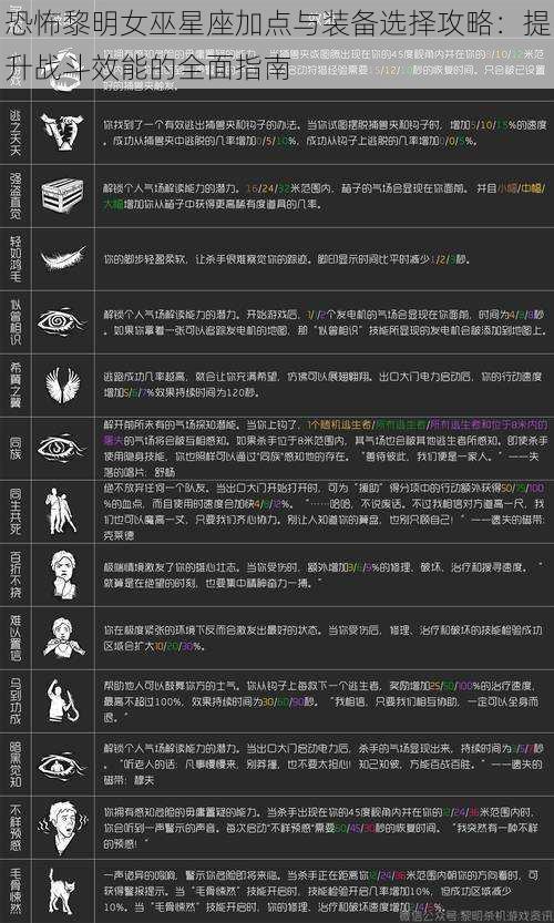 恐怖黎明女巫星座加点与装备选择攻略:提升战斗效能的全面指南
