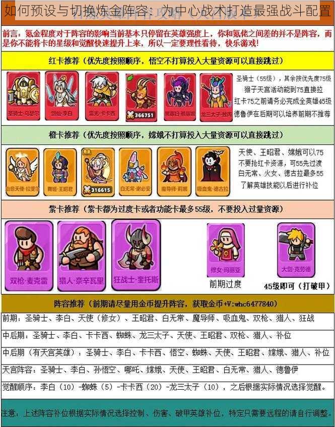 如何预设与切换炼金阵容:为中心战术打造最强战斗配置