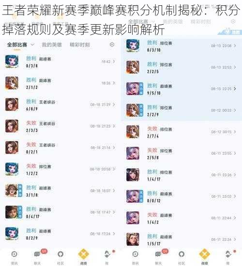 王者荣耀新赛季巅峰赛积分机制揭秘:积分掉落规则及赛季更新影响解析