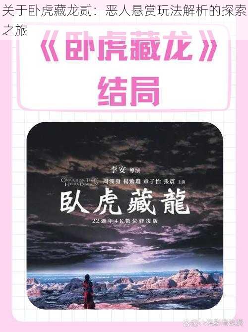 关于卧虎藏龙贰:恶人悬赏玩法解析的探索之旅