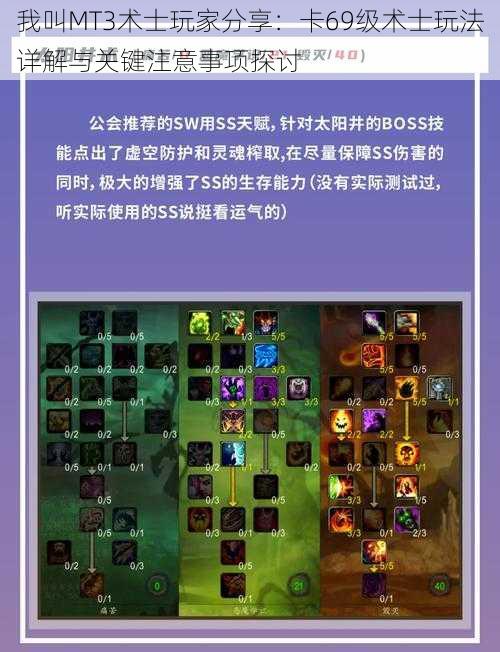 我叫MT3术士玩家分享:卡69级术士玩法详解与关键注意事项探讨