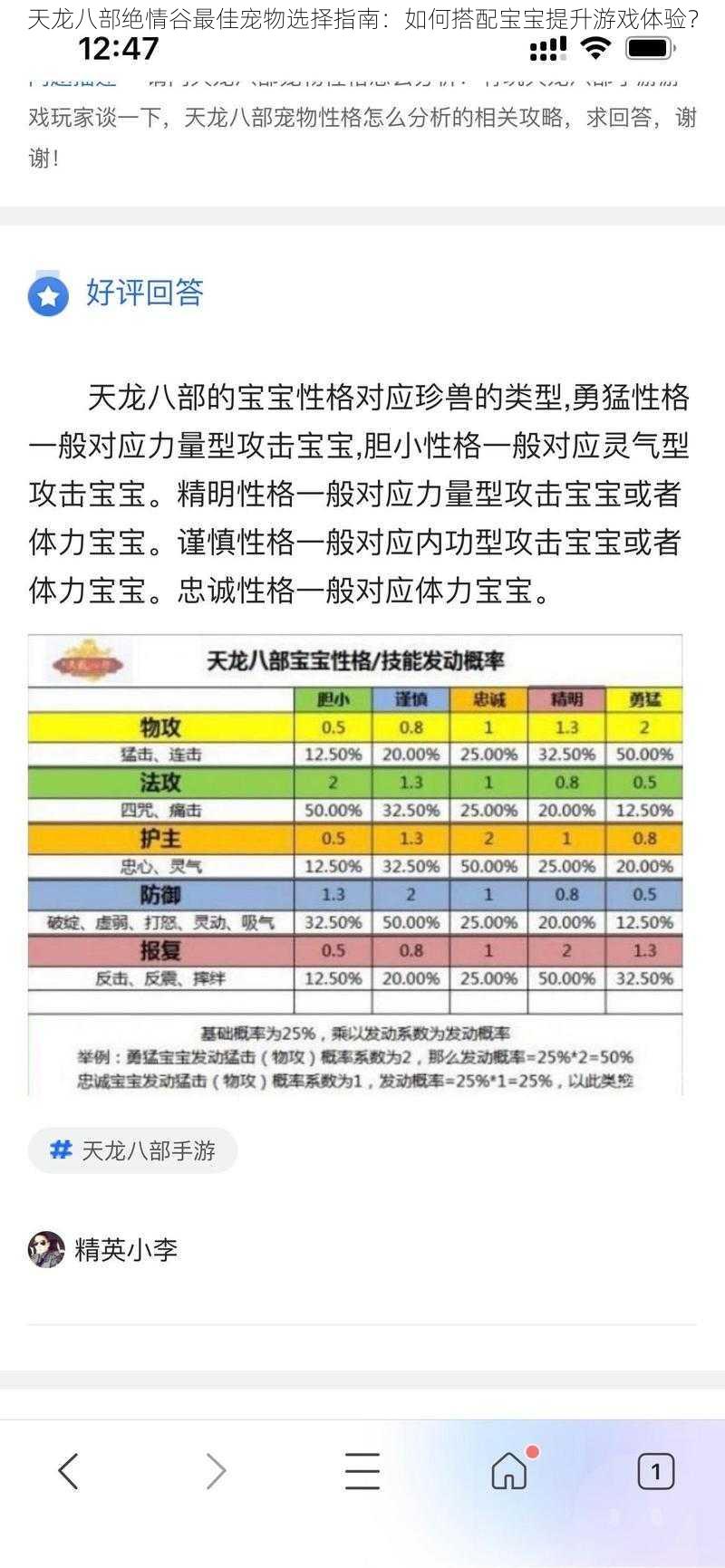 天龙八部绝情谷最佳宠物选择指南:如何搭配宝宝提升游戏体验?