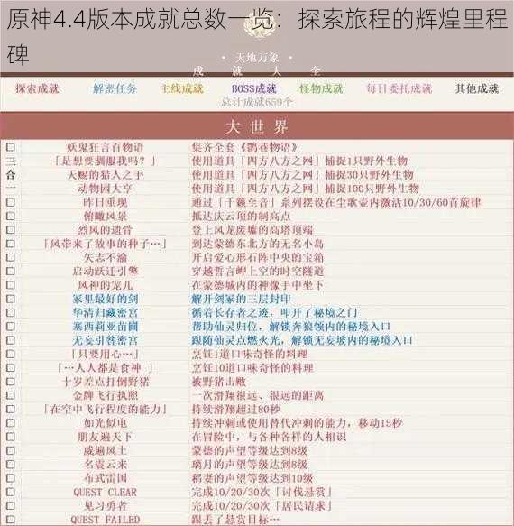 原神4.4版本成就总数一览:探索旅程的辉煌里程碑
